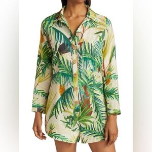 Farm Rio 100% linen toucan jumpsuit size XL